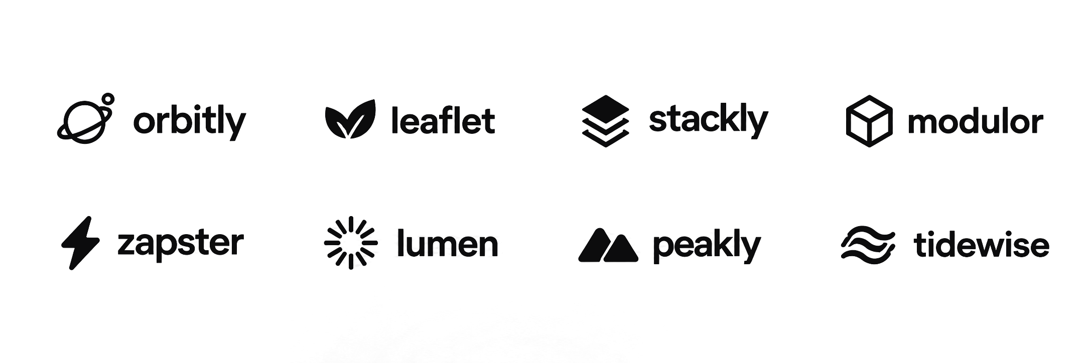Orbitly, Leaflet, Stackly, Modulor, Zapster, Lumen, Peakly, and Tidewise